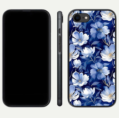 Cute Floral Patterns Glass Case for iPhone 7 dual-view layout displaying HD floral print and curved edges