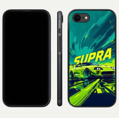 Electric Supra Thunder Glass Case for iPhone 7 dual-view layout displaying dynamic motion art and curved finish