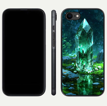 Emerald Light Crystal Glass Case for iPhone 7 dual-view layout displaying gem-like tones and polished edge