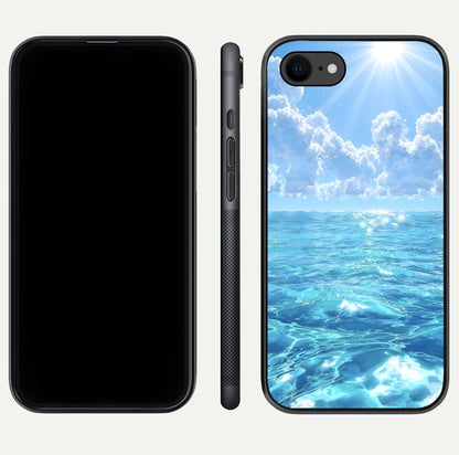 Endless Ocean Horizon Glass Case for iPhone 7 dual-view layout displaying calm seascape and curved edges