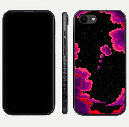 Galaxy Dream Frame Glass Case for iPhone 7 front and back view layout highlighting cosmic design and smooth glass curvature