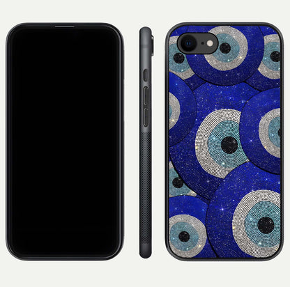Galaxy Eye Flow Glass Case for iPhone 7 front and back view layout displaying cosmic art and curved glass borders