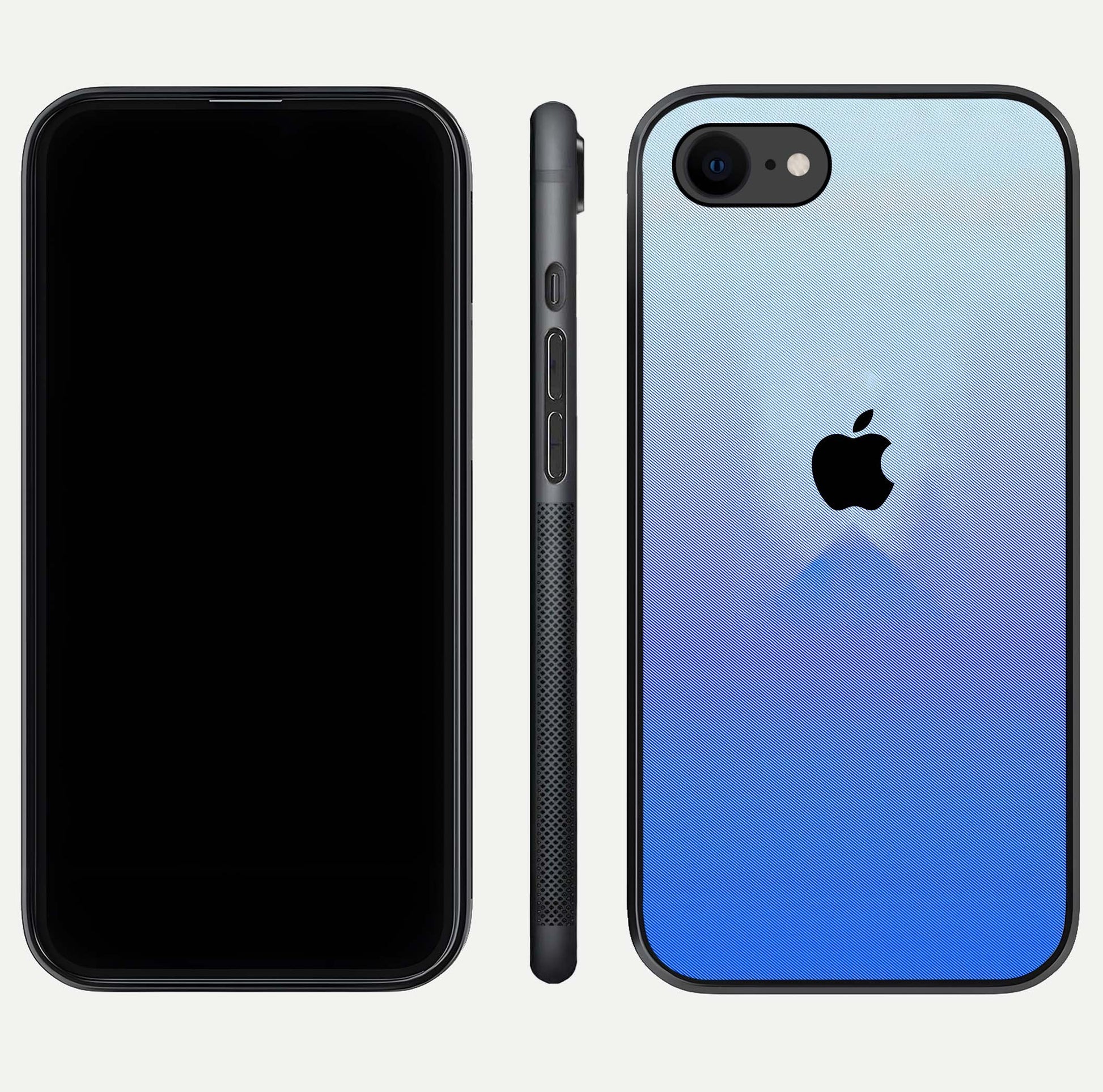 Gradient Apple Vibe Glass Case for iPhone 7 front and back view layout highlighting minimalist Apple design and curved edges