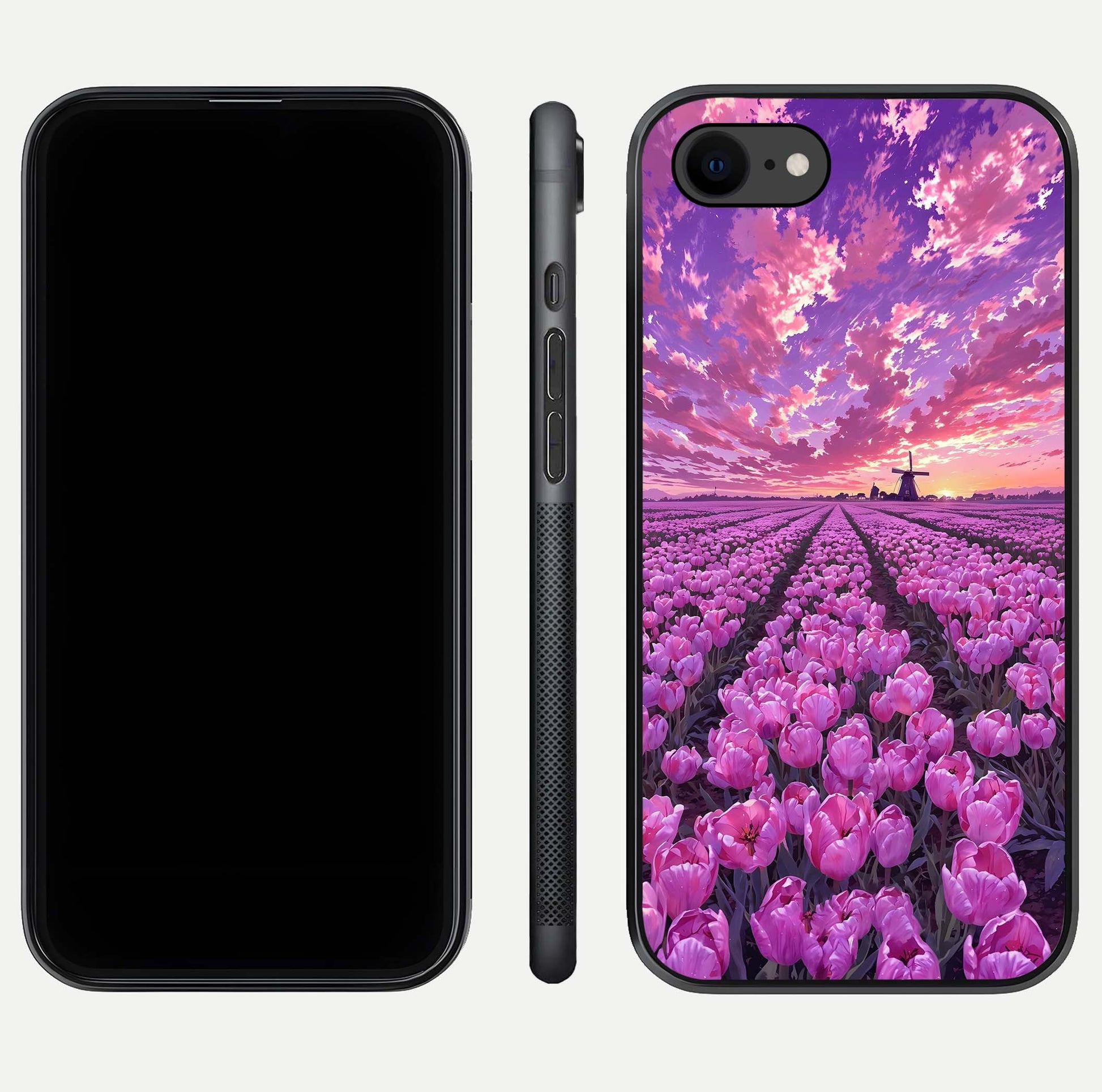 Lavender Dream Skies Glass Case for iPhone 7 front and back view layout highlighting dreamy sky gradient