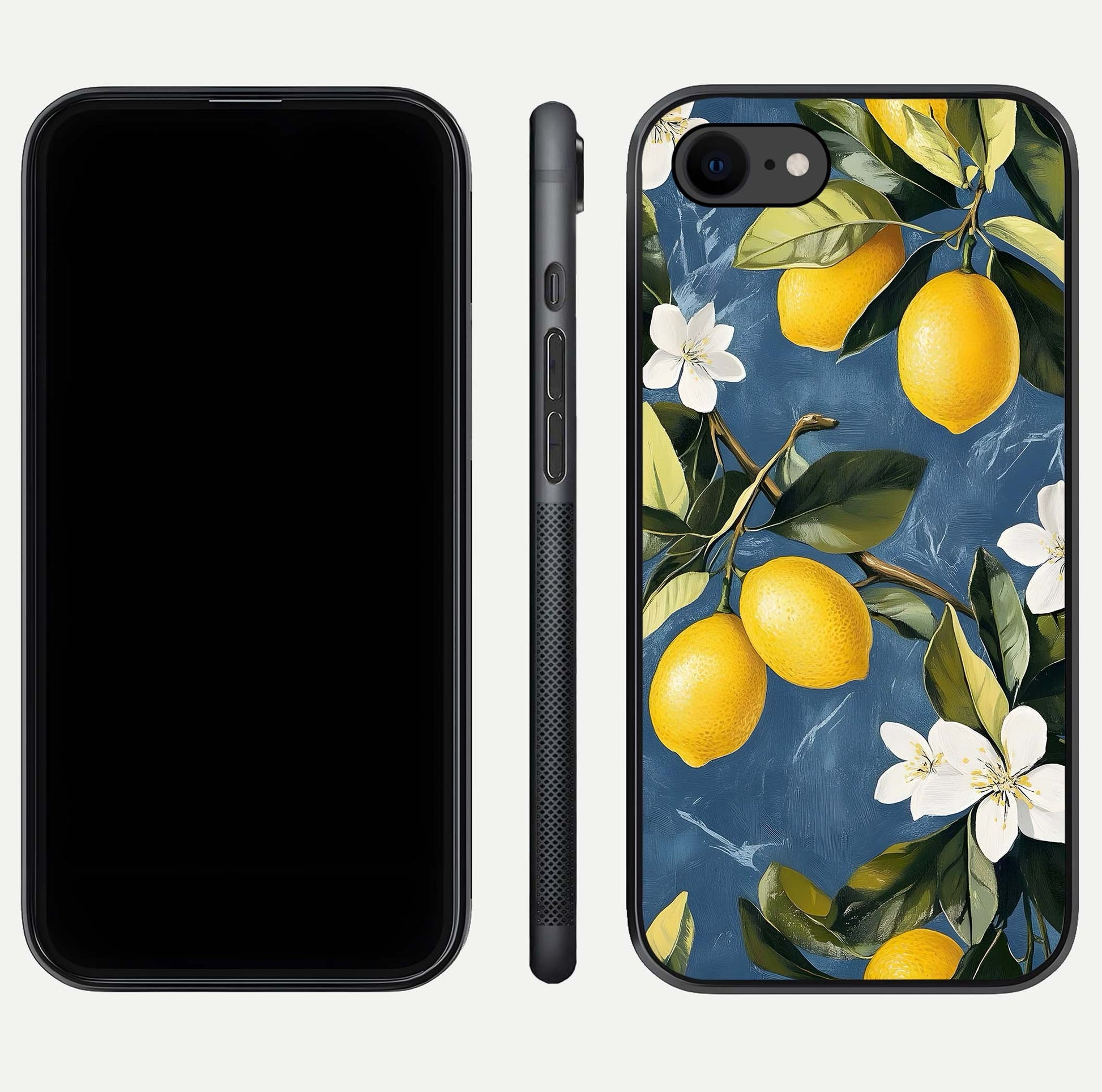 Lemon Dream Garden Glass Case for iPhone 7 front and back view layout highlighting garden tones and edges