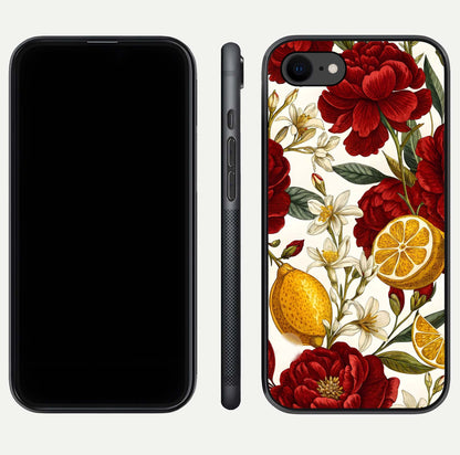 Lemon Rose Charm Glass Case for iPhone 7 front & back layout highlighting soft yellow tones and curved edges