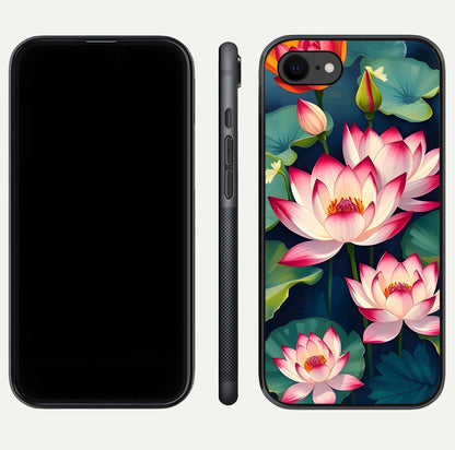 Lotus Dream Serenity Glass Case for iPhone 7 front & back layout with elegant finish and edge curve