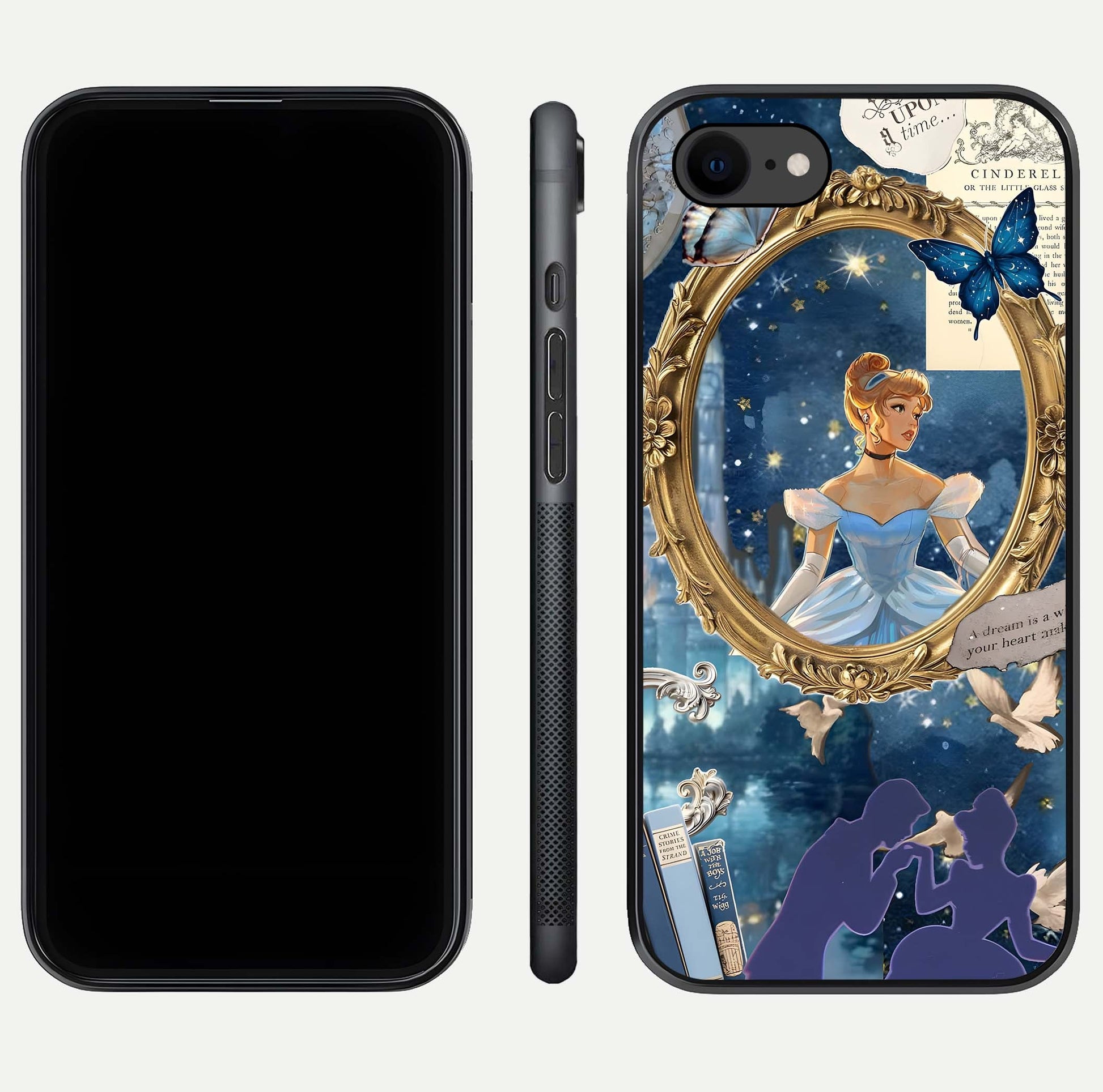 Midnight Queen Glass Case for iPhone 7 front & back layout displaying regal tones and smooth edges