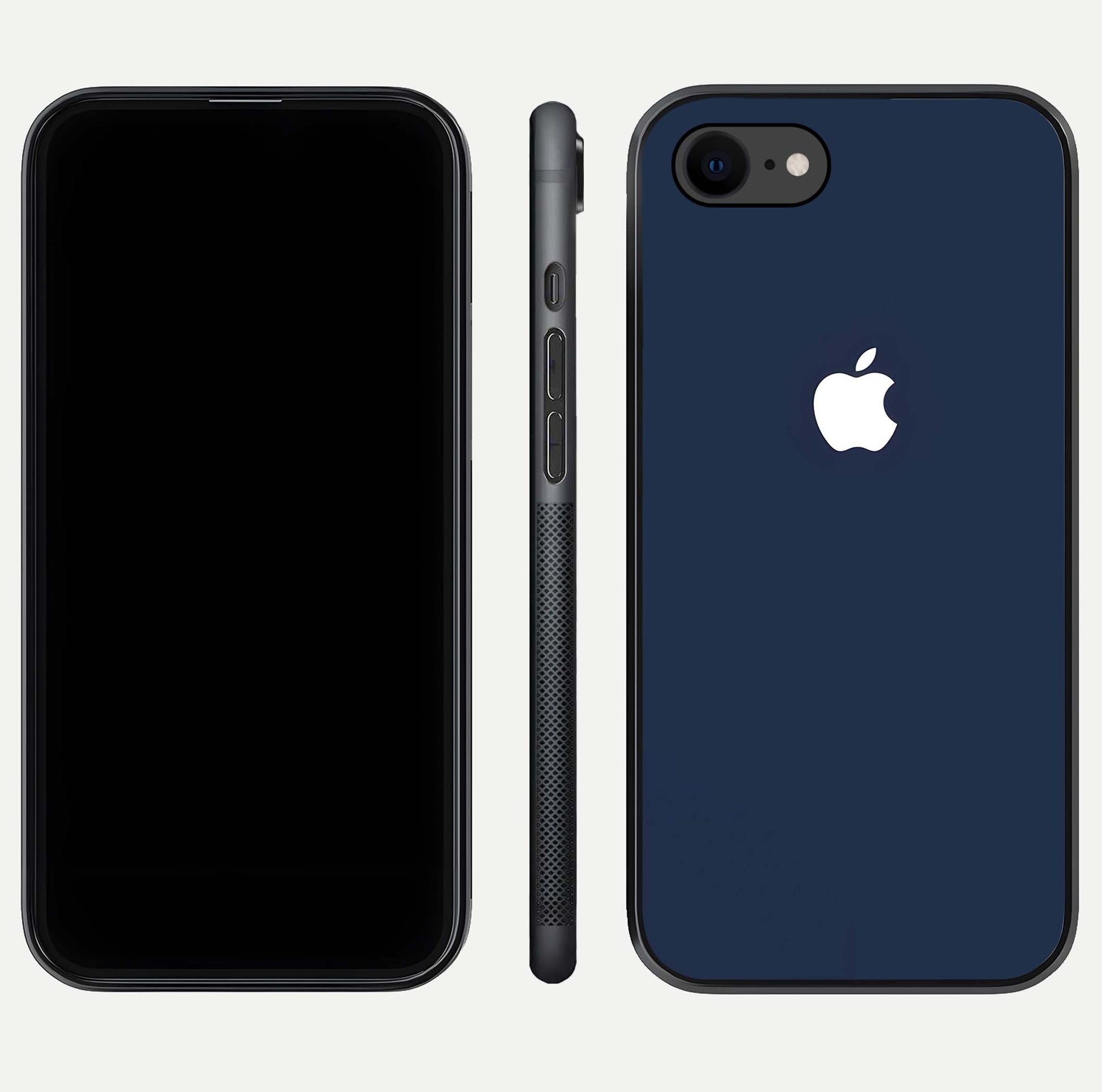 Minimal Apple Night Glass Case for iPhone 7 front & back layout highlighting simplicity and edge curve