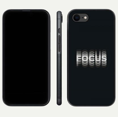 Mono Focus Vision Glass Case for iPhone 7 front & back layout showing clean focus lines and curved edges