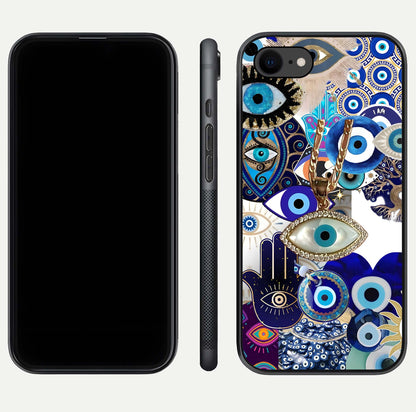 Mystic Charm Eye Glass Case for iPhone 7 front & back layout highlighting spiritual design and edges