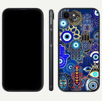 Mystic Palm Guard Glass Case for iPhone 7 front & back layout highlighting spiritual art and edge finish