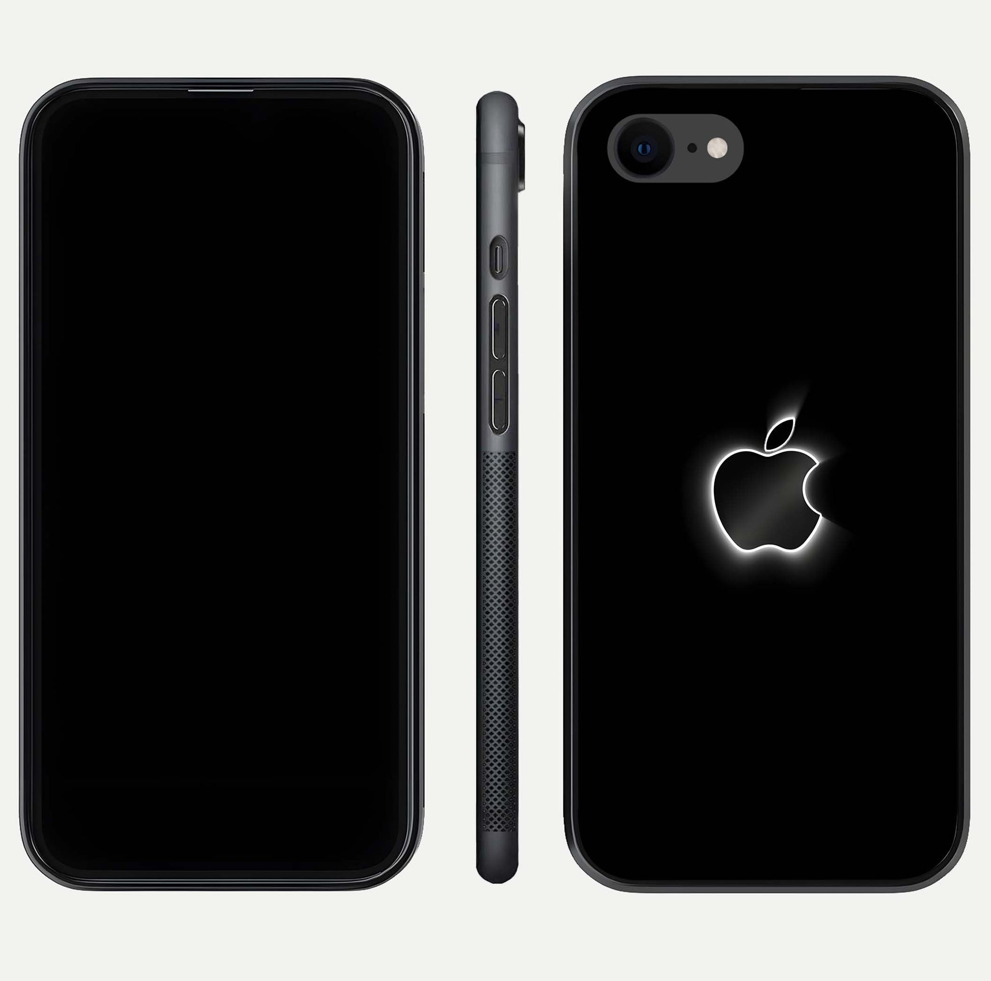 Neon Apple Glow Glass Case for iPhone 7 front & back layout showing bright tones and edge curve