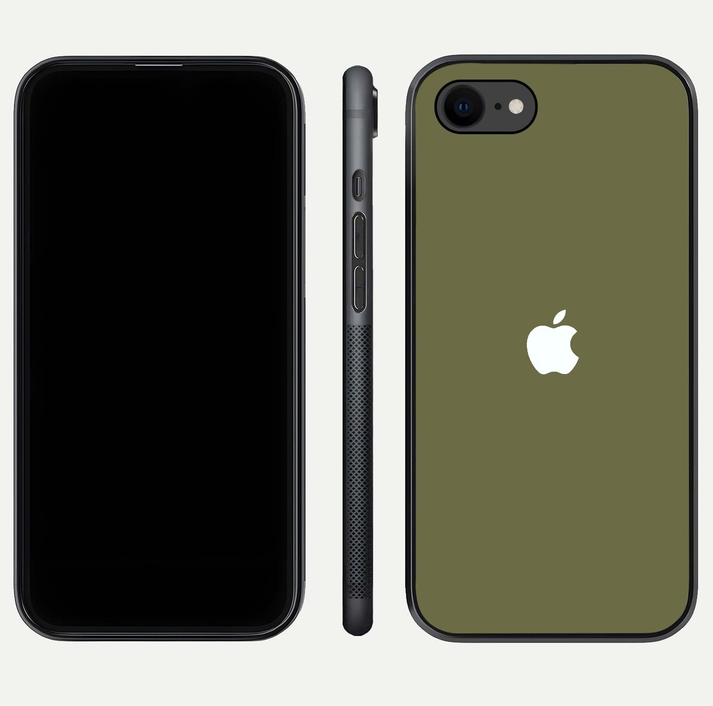 Olive Matte Essence Glass Case for iPhone 7 front & back layout highlighting simple design and clean edges
