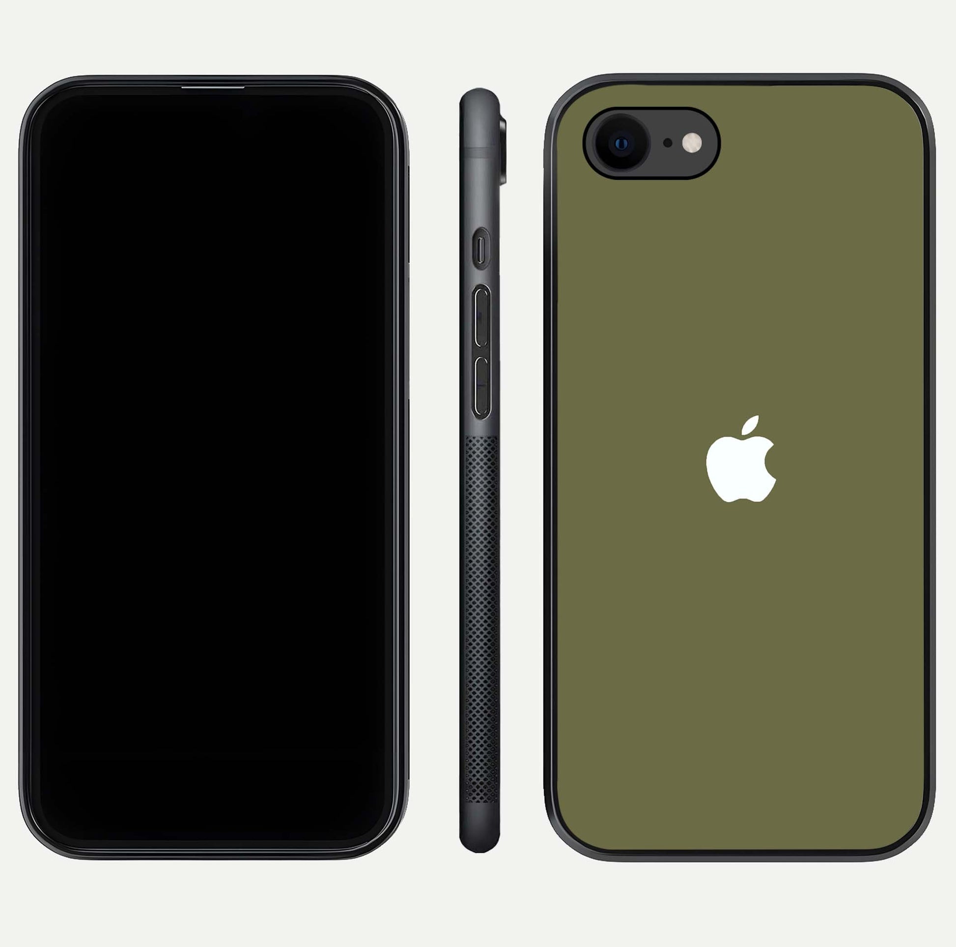 Olive Matte Essence Glass Case for iPhone 7 front & back layout highlighting simple design and clean edges