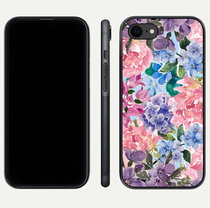 Pastel Floral Mix Glass Case for iPhone 7 front & back layout showing gentle tones and elegant edges