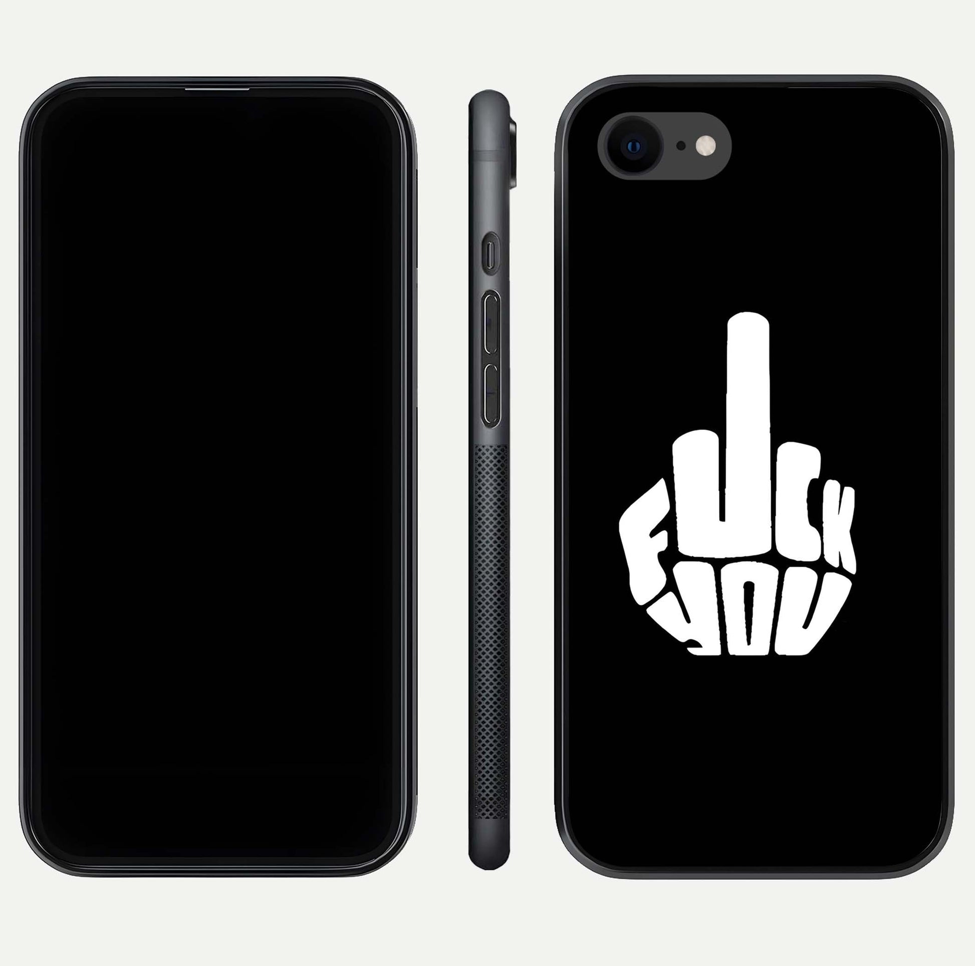 Rebel Mode On Glass Case for iPhone 7 front & back layout showing minimal tone and clean edge fit