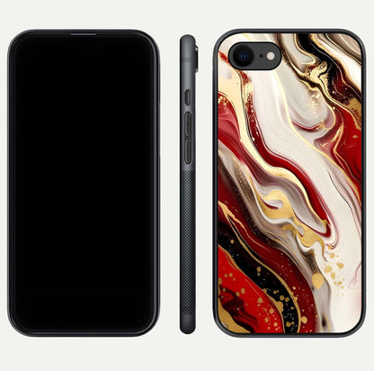 Red & White Marble Glass Case For iPhone 7