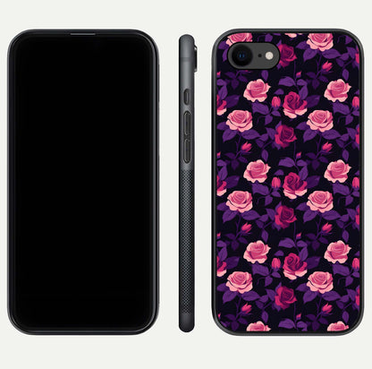 Rose Garden Twilight Glass Case for iPhone 7 front & back layout showing rich twilight tones and edges