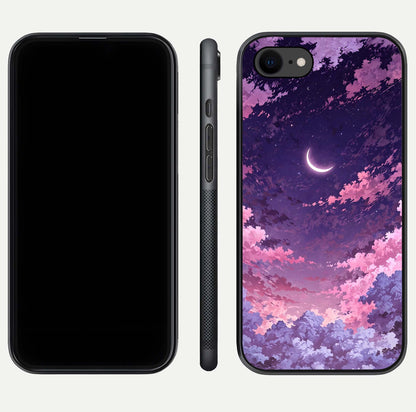 Sky Drift Clouds Glass Case for iPhone 7 front & back layout showing sky tones and smooth edge design