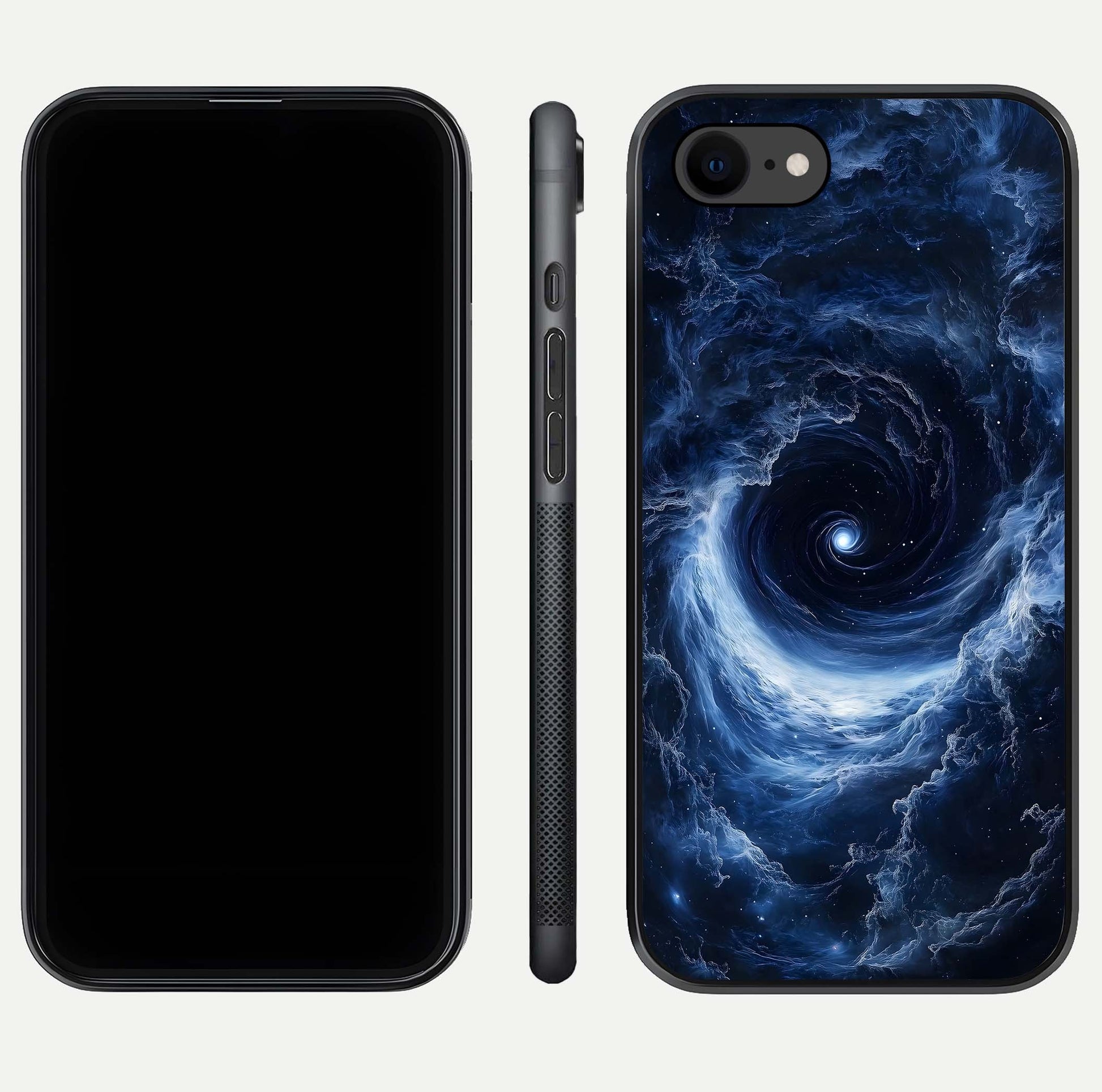 Stunning Galaxy Glass Case for iPhone 7 front & back layout showing deep cosmic hues and clean edges