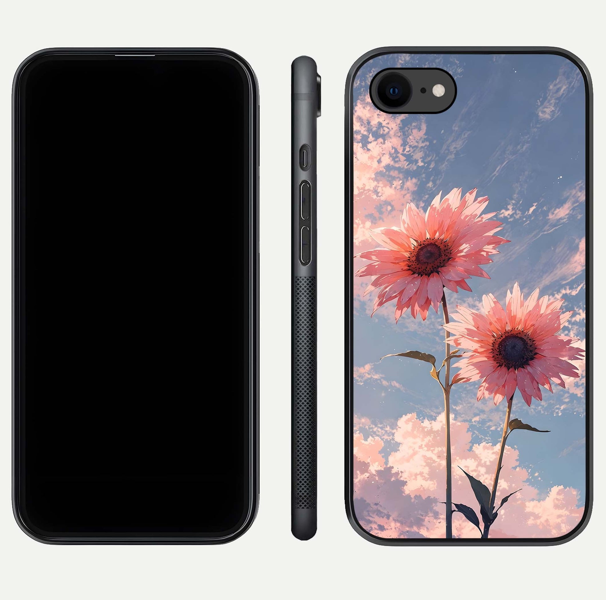 Sunlit Daisy Glow Glass Case for iPhone 7 front & back layout showing vibrant sunlight hues and clean edge
