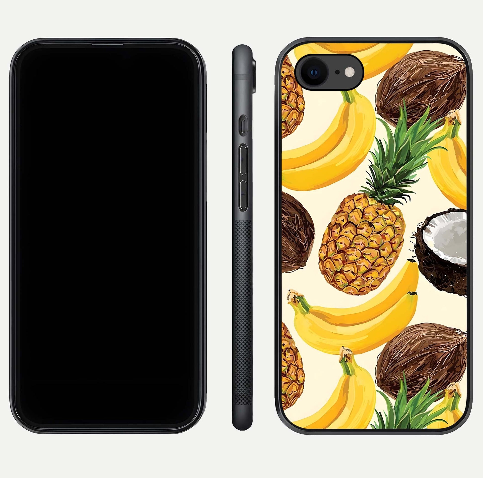 Tropical Fruit Mood Glass Case for iPhone 7 front & back layout showing playful tones and clean edge