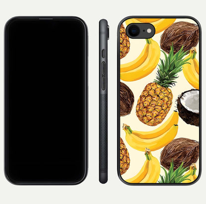 Tropical Fruit Mood Glass Case for iPhone 7 front & back layout showing playful tones and clean edge