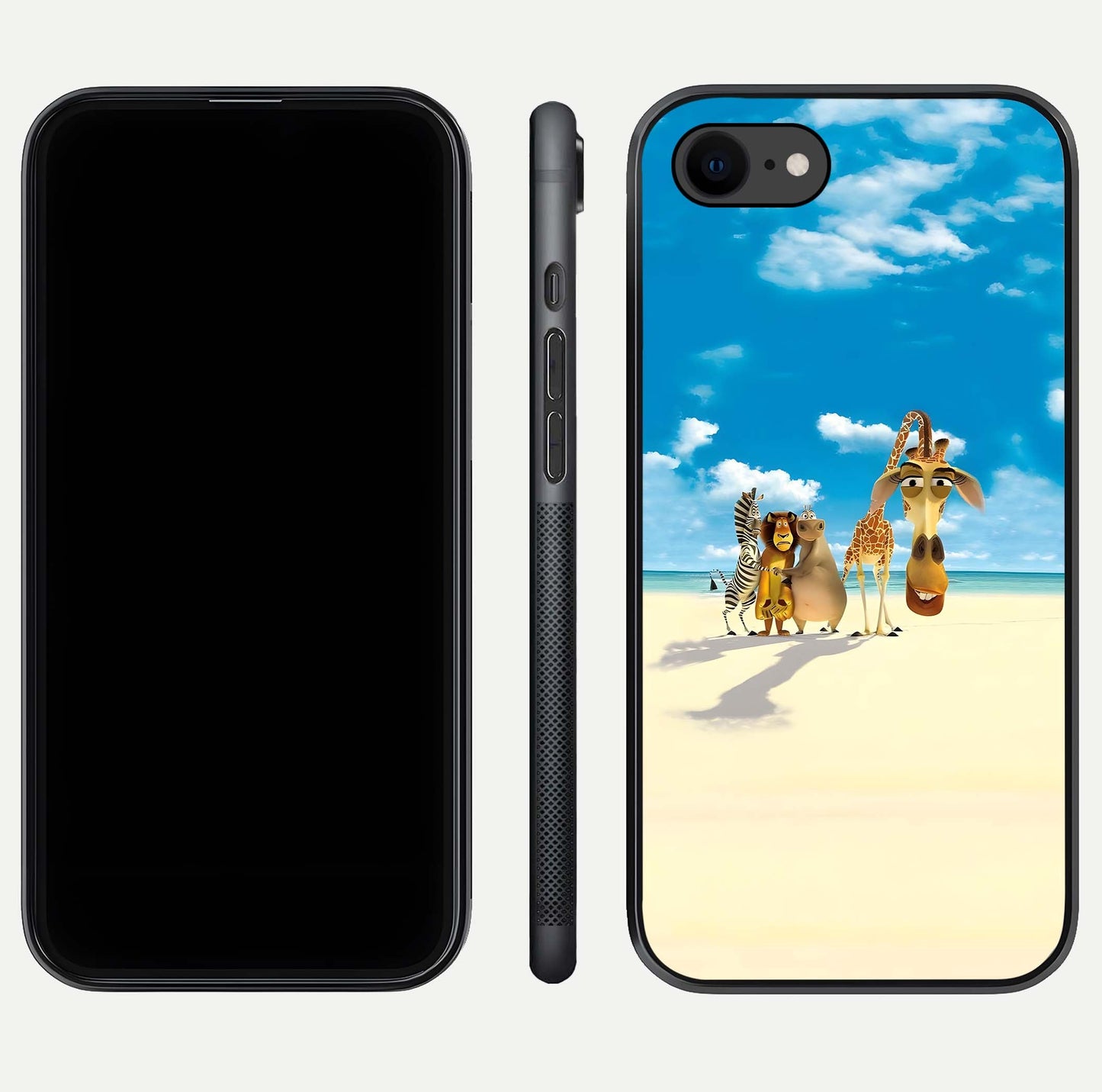 Tropical Fun Squad Glass Case for iPhone 7 front & back layout showing fun pattern and smooth edges