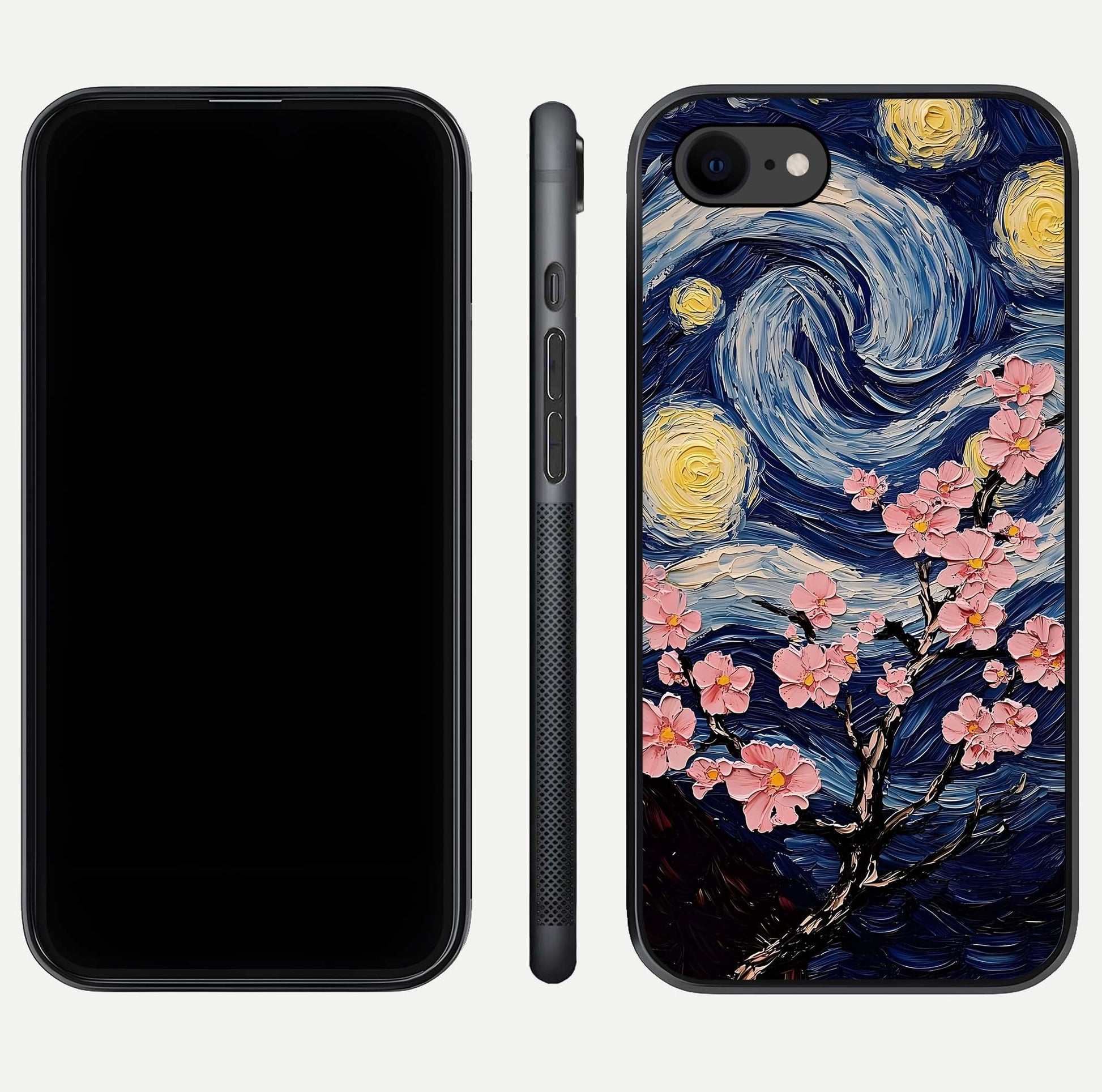 Van Gogh Scenery Glass Case for iPhone 7 front & back layout showing vibrant tones and detailed design