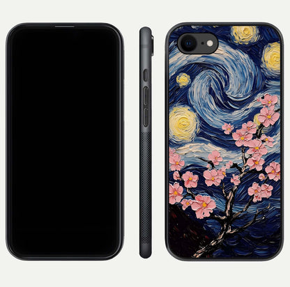 Van Gogh Scenery Glass Case for iPhone 7 front & back layout showing vibrant tones and detailed design