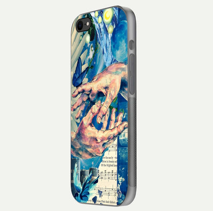 Aesthetic Divider Glass Case for iPhone 16 Pro side-angle image showing divider pattern print, camera module, and glossy finish reflection