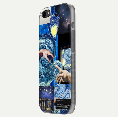 Aesthetic Vando Hands Glass Case for iPhone 16 Pro side-angle image showcasing hand design, protective edges, and gloss texture