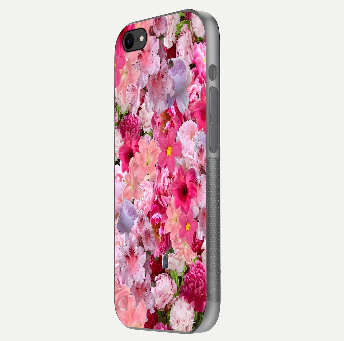 Bloom Crush Fantasy Glass Case for iPhone 7 side-angle shot with fantasy bloom art and gloss surface