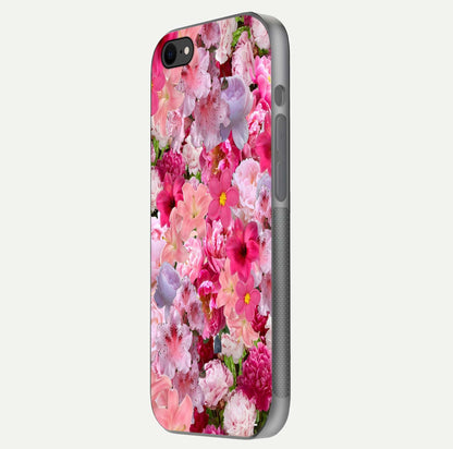 Bloom Crush Fantasy Glass Case for iPhone 7 side-angle shot with fantasy bloom art and gloss surface