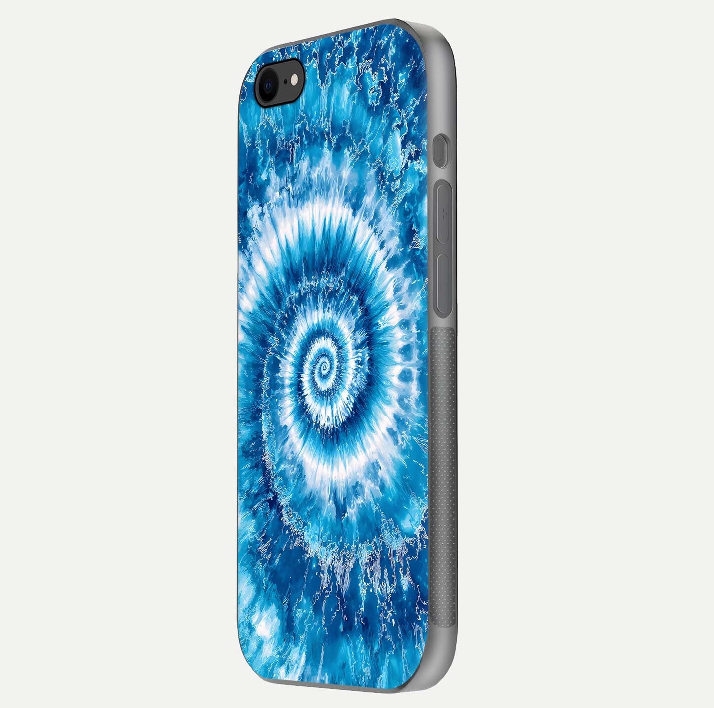 Blue Galaxy Wave Glass Case for iPhone 7 side-angle image showing wave ripple art and glass gloss