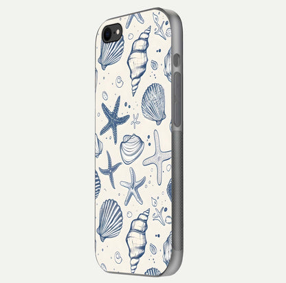 Blue Ocean Outline Glass Case for iPhone 7 side-angle view showing clear edge lines and oceanic blue glow