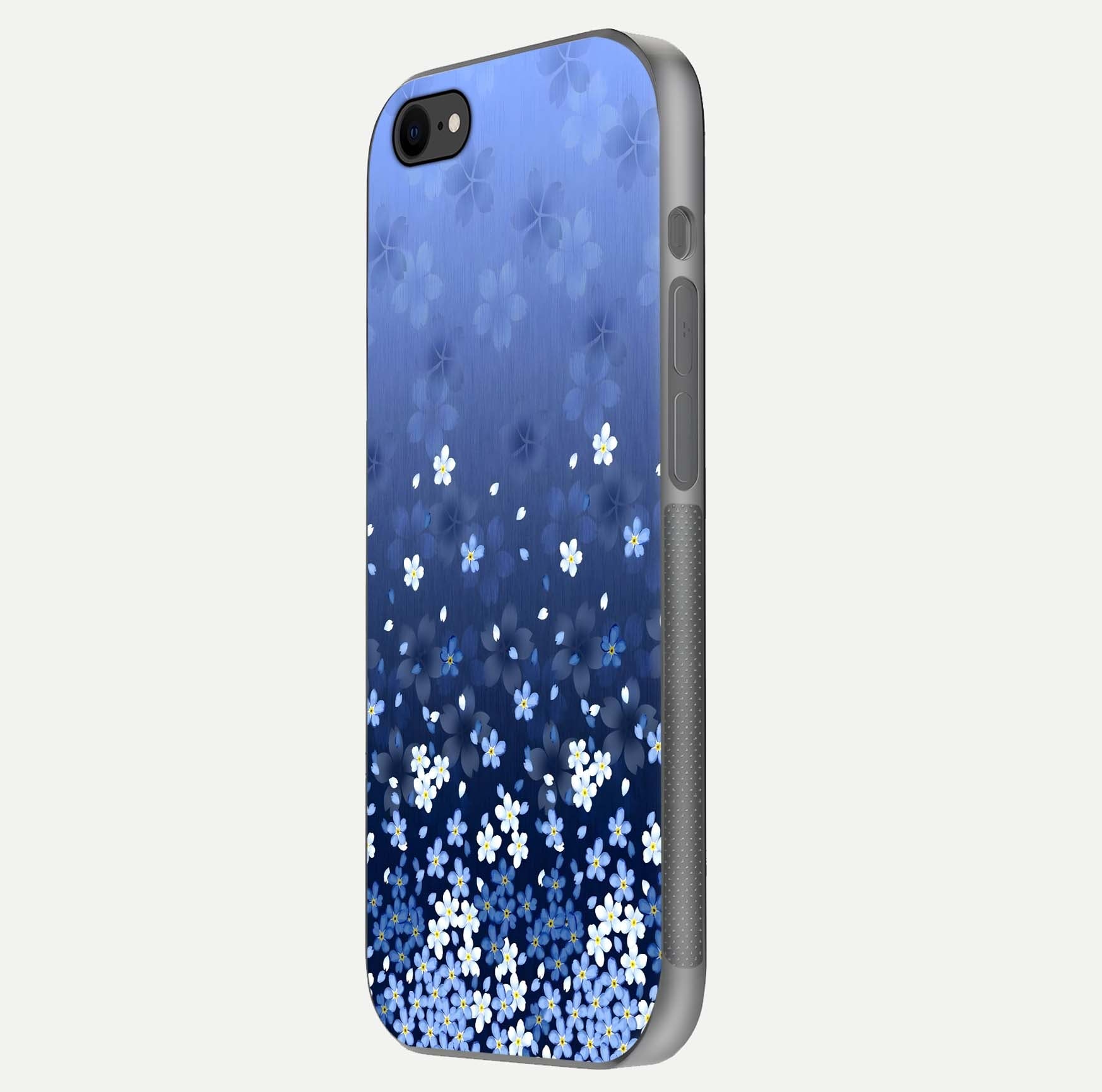 Blue Starry Glass Case for iPhone 7 side-angle photo showing light reflection and detailed star pattern