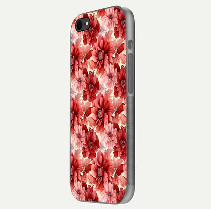 Crimson Love Petals Glass Case for iPhone 7 side-angle photo showing reflection glow and edge clarity