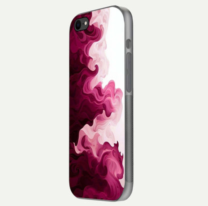 Crimson Wave Flow Glass Case for iPhone 7 side-angle photo showing reflection glow and HD finish