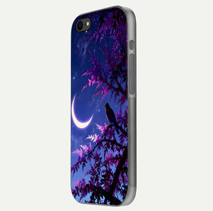 Crow & Moon Scenery Glass Case for iPhone 7 side-angle photo capturing glossy shine and artistic contrast