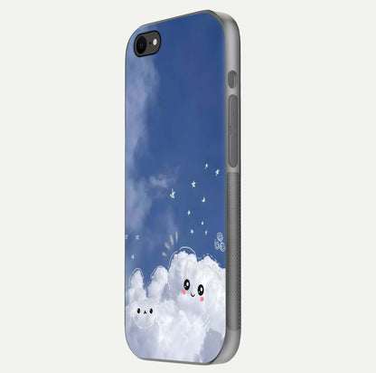 Cute Blossom Cloud Glass Case for iPhone 7 side-angle image capturing gloss texture and curve reflection