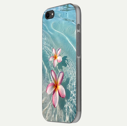 Floating Bloom Bliss Glass Case for iPhone 7 side-angle photo showing smooth reflection and elegant curve