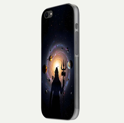 Galactic Shiva Vision Glass Case for iPhone 7 side-angle image showing light reflection, glass edges, and spiritual cosmic theme