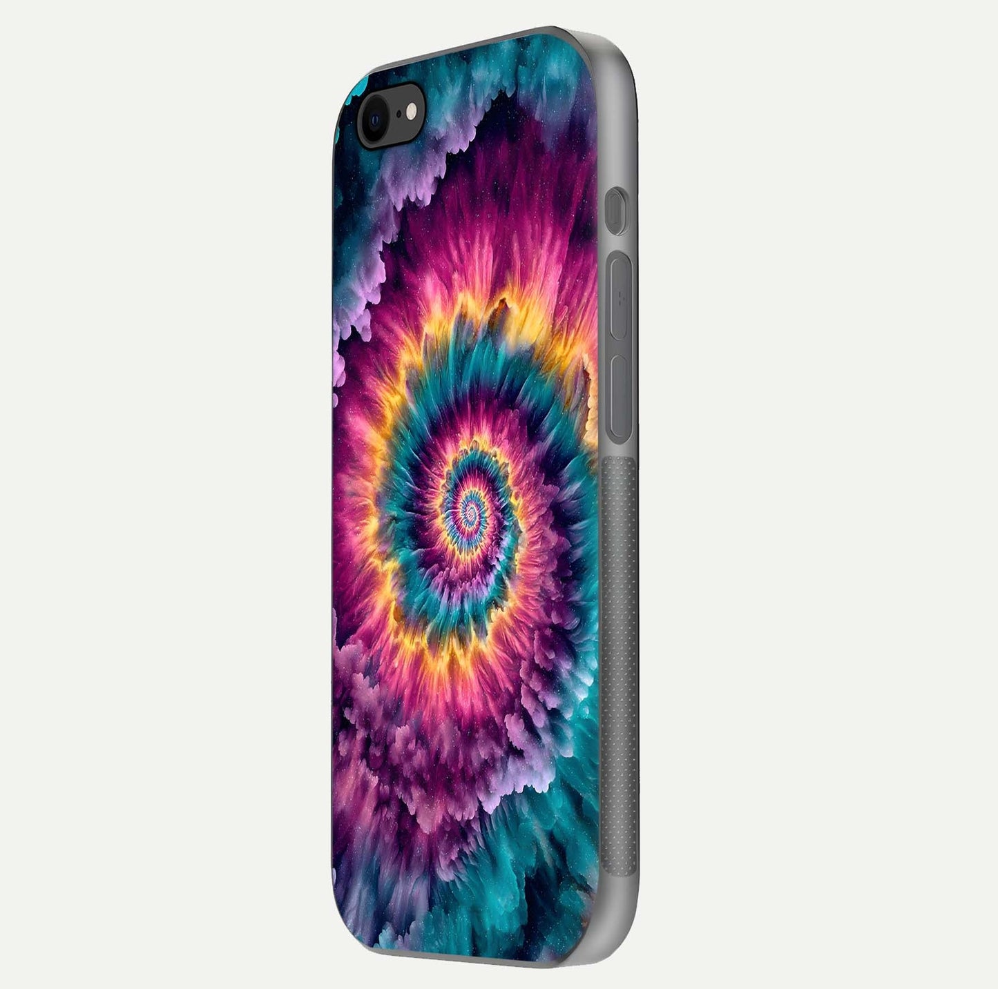 Galactic Spiral Burst Glass Case for iPhone 7 side-angle image showing reflection clarity and vivid galactic texture