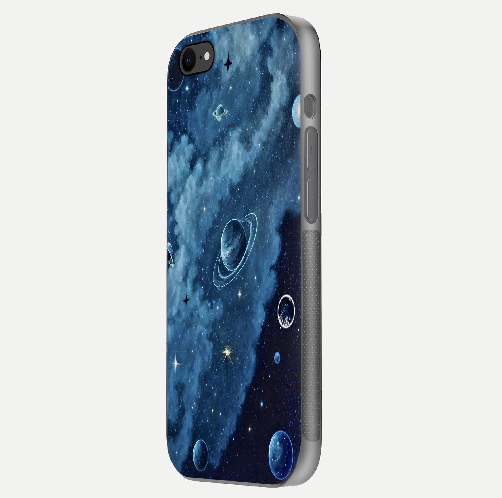 Galaxy Dream Space Glass Case for iPhone 7 side-angle image capturing reflection clarity and galactic texture