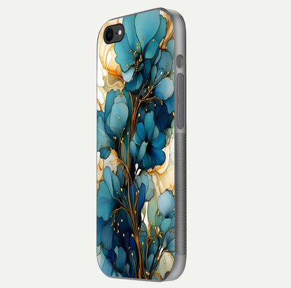 Golden Bloom Symphony Glass Case for iPhone 7 side-angle image showing golden glow, light reflection, and premium surface