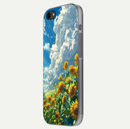 Golden Sun Glory Glass Case for iPhone 7 side-angle image showing reflection glow and luminous texture