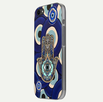 Hamsa Divine Guard Glass Case for iPhone 7 side-angle image showing reflection brilliance and protective design