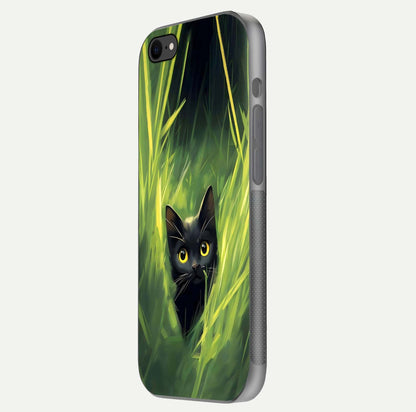 Hidden Cat Whisper Glass Case for iPhone 7 side-angle image showing reflection glow and subtle artistic texture